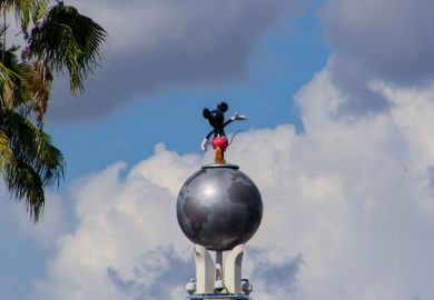Orlando, FL, USA. August 17, 2016 Mickey Mouse statue at Hollywood Studios viewed from behind