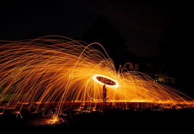 Steel wool spinning, symbolising spin-out companies