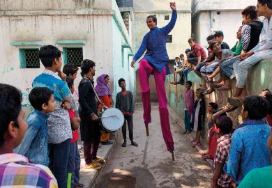 Stilt walkers in India 