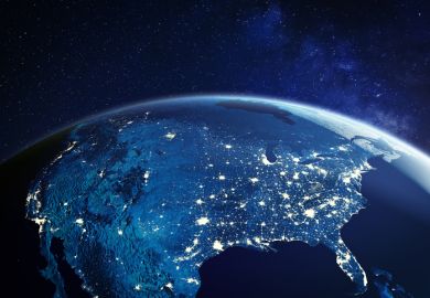 View of US from space with city lights