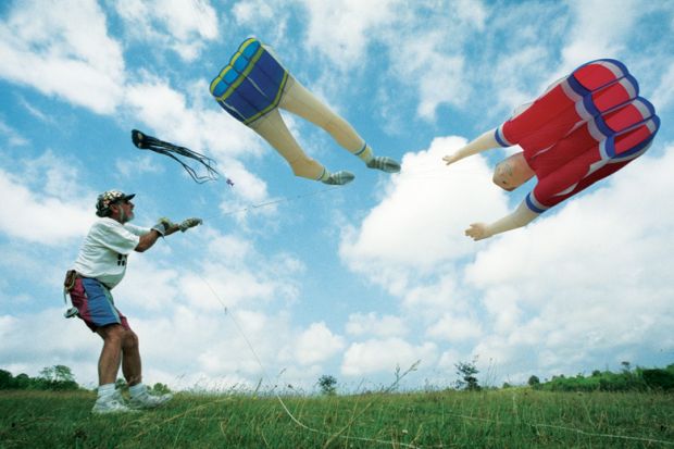 A man flying kites