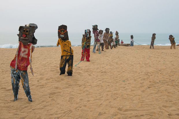 Art installation on beach