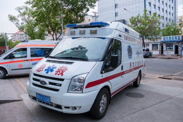 Ambulances in the Chinese city of Heihe