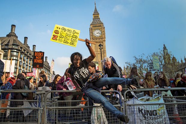 Anti-tuition fees demonstrators at Westminster