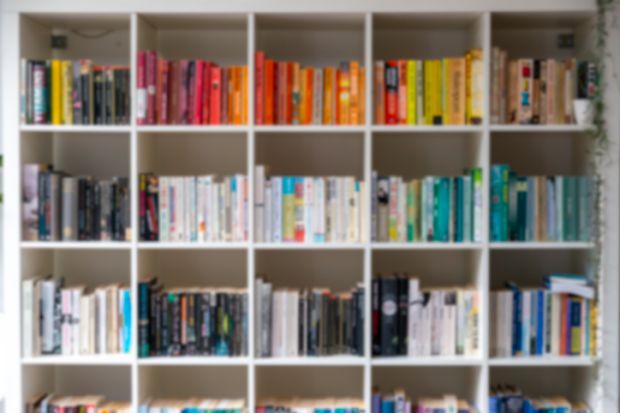 Blurred bookshelves