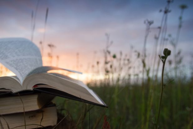 An open book at twilight