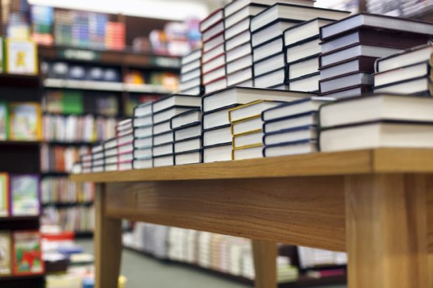 Books on a display table in a bookshop