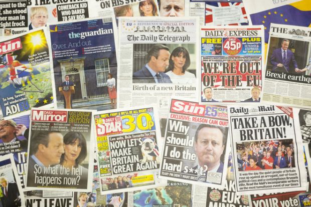 British newspaper front pages reporting Prime Minister David Cameron resigning after the EU Referendum.