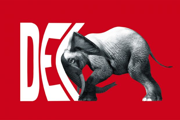 Image of an elephant pushing into the letters DEI to illustrate the pressure on Diversity Equity Inclusion policies from the Right