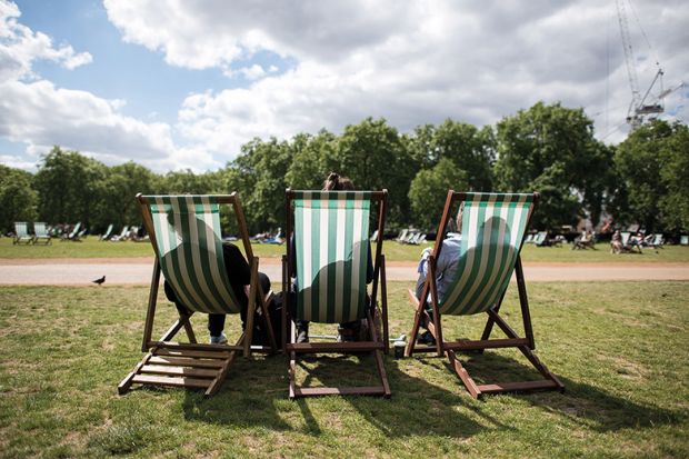 Deckchairs in a park