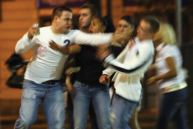 bar fight between two men