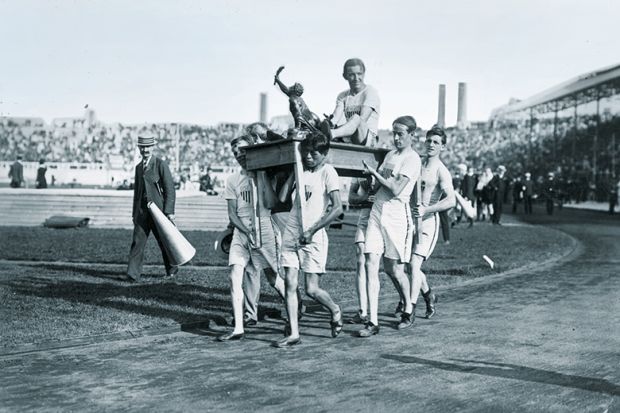 white man held aloft