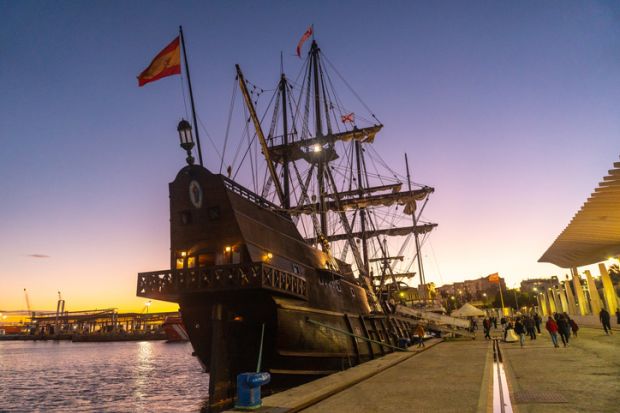 A replica Spanish galleon, symbolising imperial languages