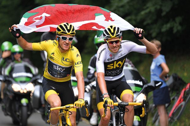 Geraint Thomas in an image from the Tour de France