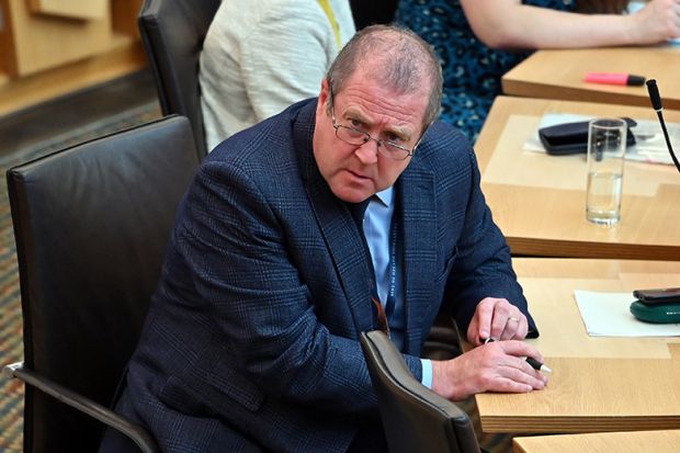 Higher and Further Education Minister Graeme Dey during Portfolio Questions in the Scottish Parliament, on June 26, 2024, in Edinburgh, Scotland