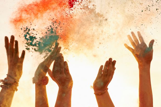 Hands with coloured powder