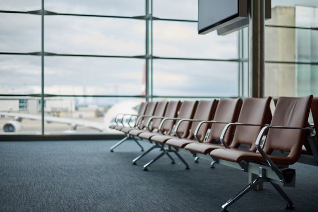 An empty airport waiting area