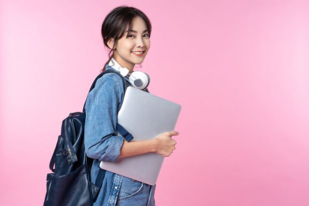 Smiling young Asian student