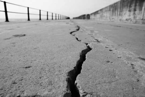 A large crack in a road