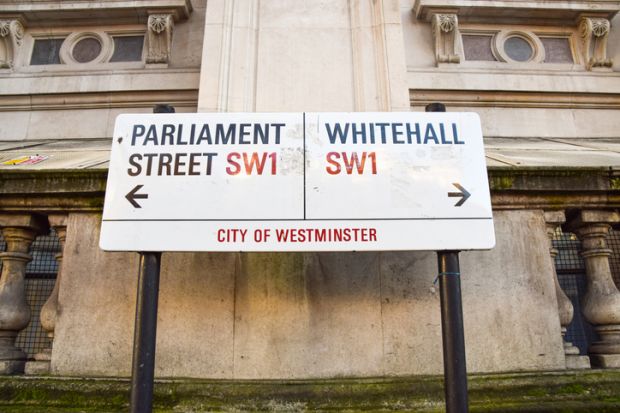 Signs in London for Parliament Street and Whitehall