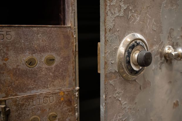 Old Vintage Combination Locker and Safety Deposit Boxes