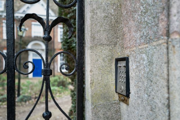 Closed gate at a university