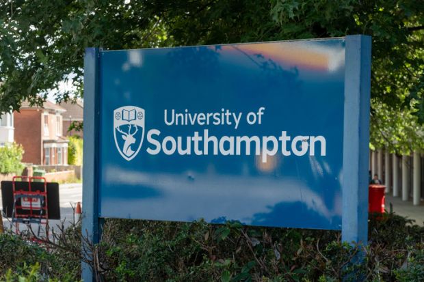 A sign at the edge of the main campus of The University of Southampton.