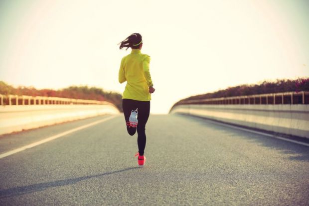 A woman running