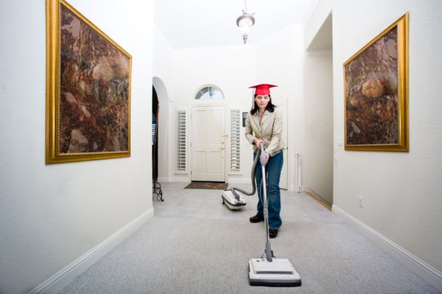 Graduate working as a cleaner