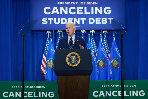 US President Joe Biden speaks at an event for his alternative student-debt relief plan that could forgive loans for as many as 26 million Americans, April 8, 2024