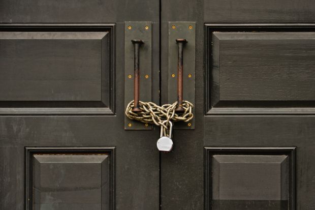 a padlocked door