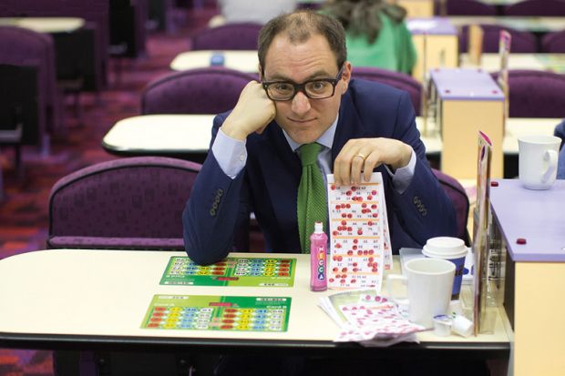 Man playing bingo, Camden Town Bingo Hall, London