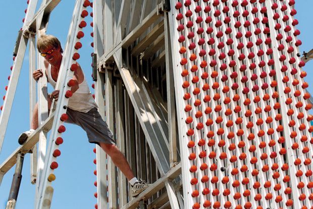 Structure covered in lightbulbs