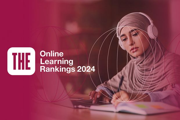 Online Learning Rankings 2024. Woman in headscarf having online lesson on laptop at cafe.