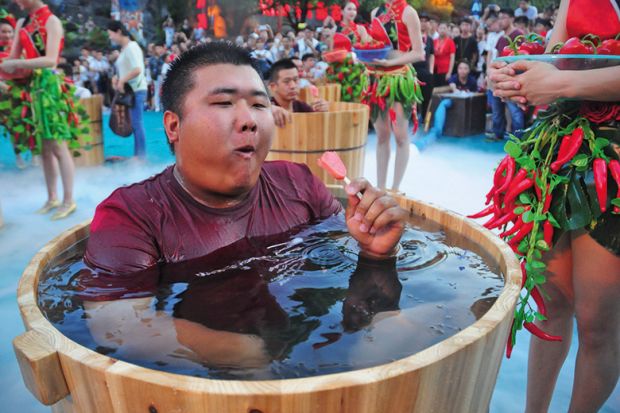 Popsicle in a small hot pool