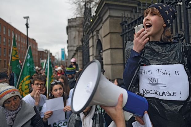 A climate change protest in Dublin