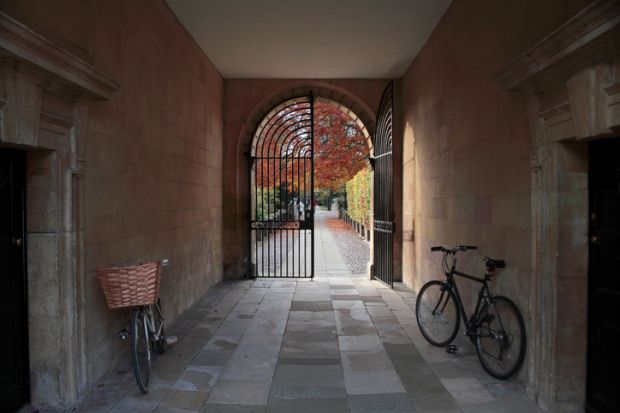The rear exist of Clare College, Cambridge, symbolising retirment