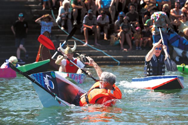 Man in a sinking boat