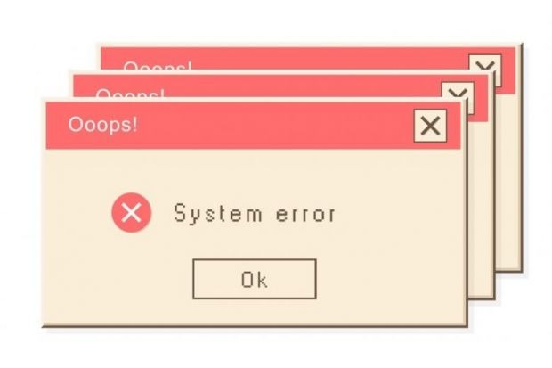 A ‘system error’ message on a computer screen