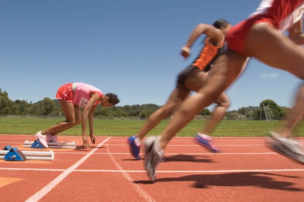 Track runner slow off the starting blocks