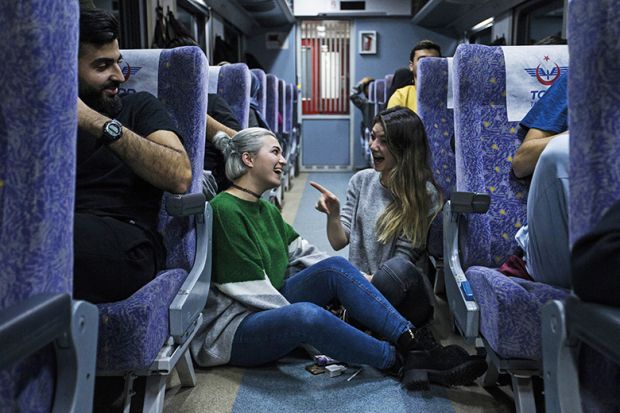 Students on train