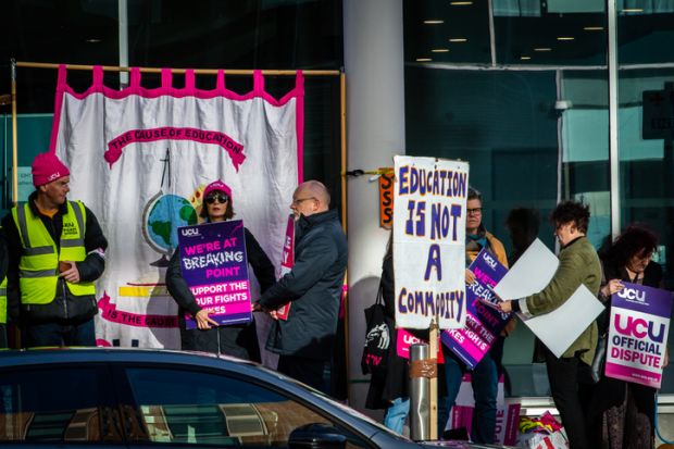 A picket by UCU members