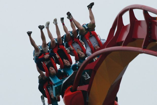 Upside down on rollercoaster