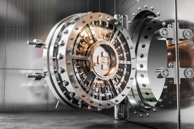 An open bank vault, symbolising open science