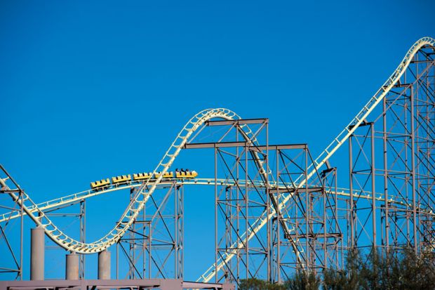 Roller coaster at theme park of Primm in Nevada State of Clark County in USA to illustrate With the USS on the up, we need to try to flatten out the roller coaster