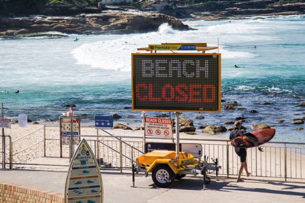 Bronte Beach in Sydney's eastern suburbs is closed to illustrate Caps ‘may force Australian universities to renege on offers’