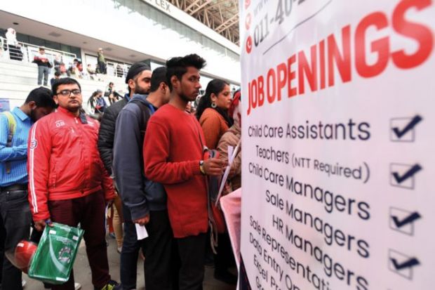  Candidates apply for job at 'Job Fair' organized by Directorate of Employment, Delhi Government in New Delhi to illustrate Deakin’s landmark India campus to help tackle high unemployment
