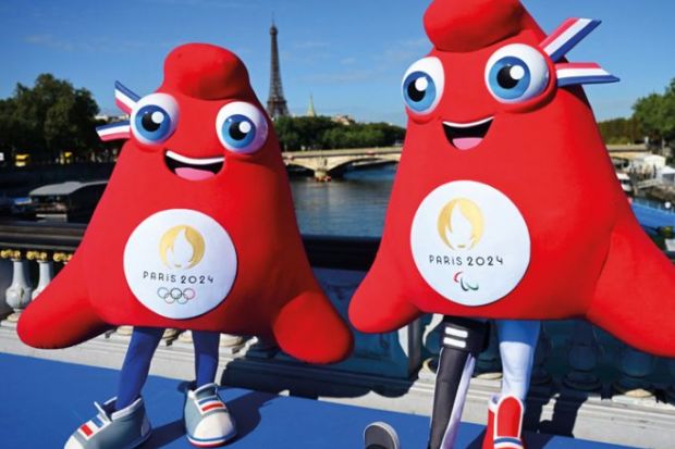 Olympic mascots at the Eiffel Tower to illustrate Research at Olympic Games is a hot topic
