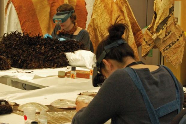 People working on costumes at The British Museum to illustrate Exhibit A for impact  and interdisciplinarity