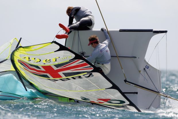 Stevie Morrison and Ben Rhodes of Great Britain capsize during a Class race  in Weymouth, England to illustrate Redundancy bad practice ‘widespread’ across UK universities